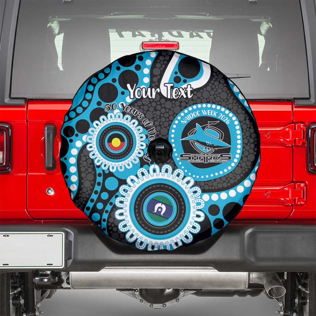 Sharks NAIDOC Week 2026 Personalised Spare Tire Cover 50 Years of Deadly Aboriginal Art