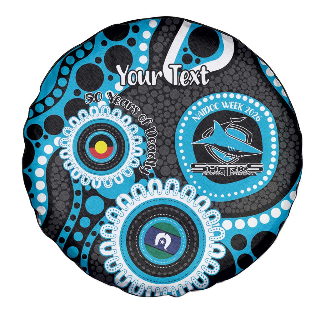 Sharks NAIDOC Week 2026 Personalised Spare Tire Cover 50 Years of Deadly Aboriginal Art