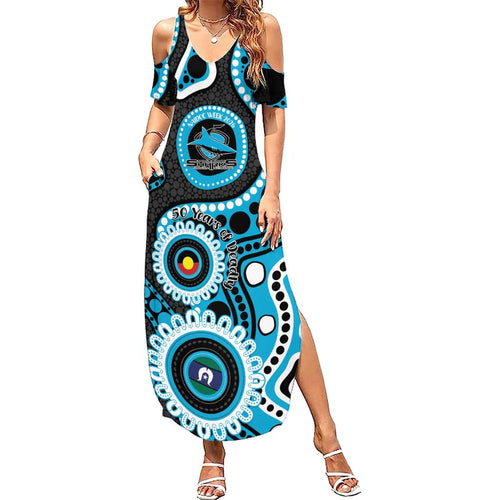Sharks NAIDOC Week 2026 Personalised Summer Maxi Dress 50 Years of Deadly Aboriginal Art