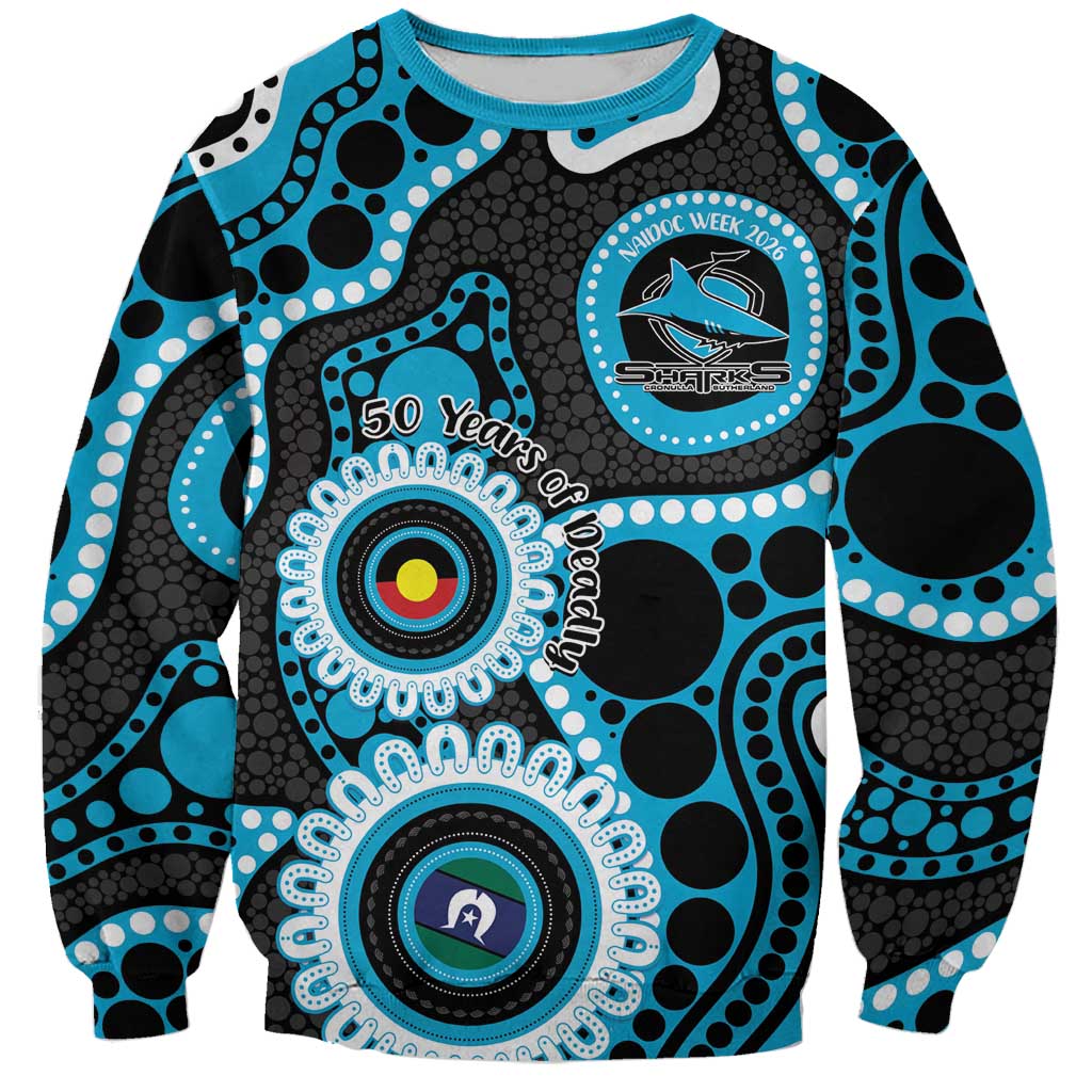 Sharks NAIDOC Week 2026 Personalised Sweatshirt 50 Years of Deadly Aboriginal Art
