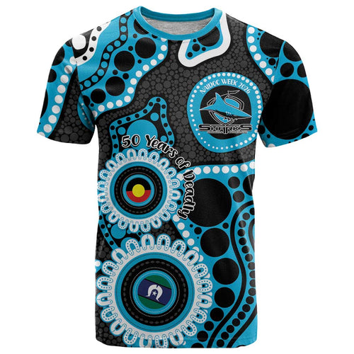 Sharks NAIDOC Week 2026 Personalised T Shirt 50 Years of Deadly Aboriginal Art
