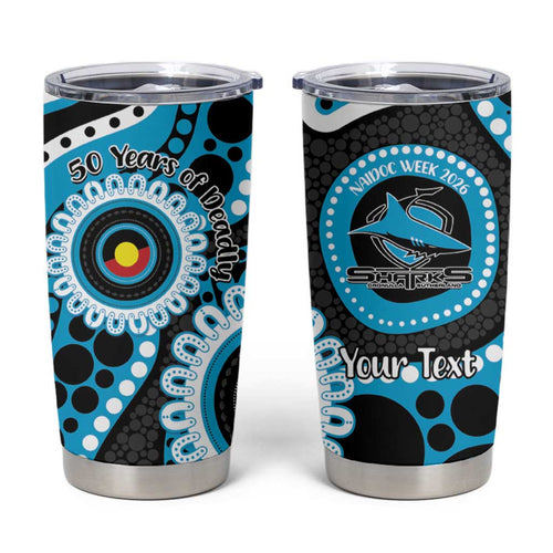 Sharks NAIDOC Week 2026 Personalised Tumbler Cup 50 Years of Deadly Aboriginal Art