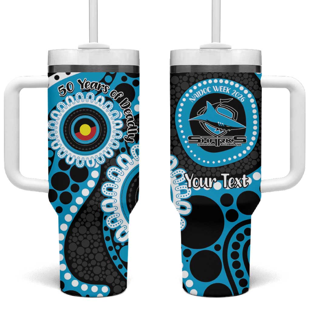 Sharks NAIDOC Week 2026 Personalised Tumbler With Handle 50 Years of Deadly Aboriginal Art