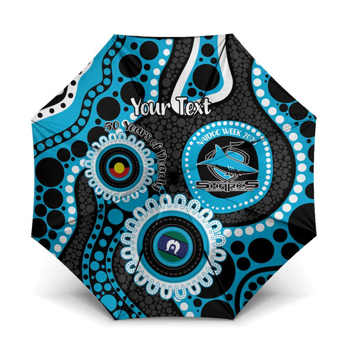 Sharks NAIDOC Week 2026 Personalised Umbrella 50 Years of Deadly Aboriginal Art
