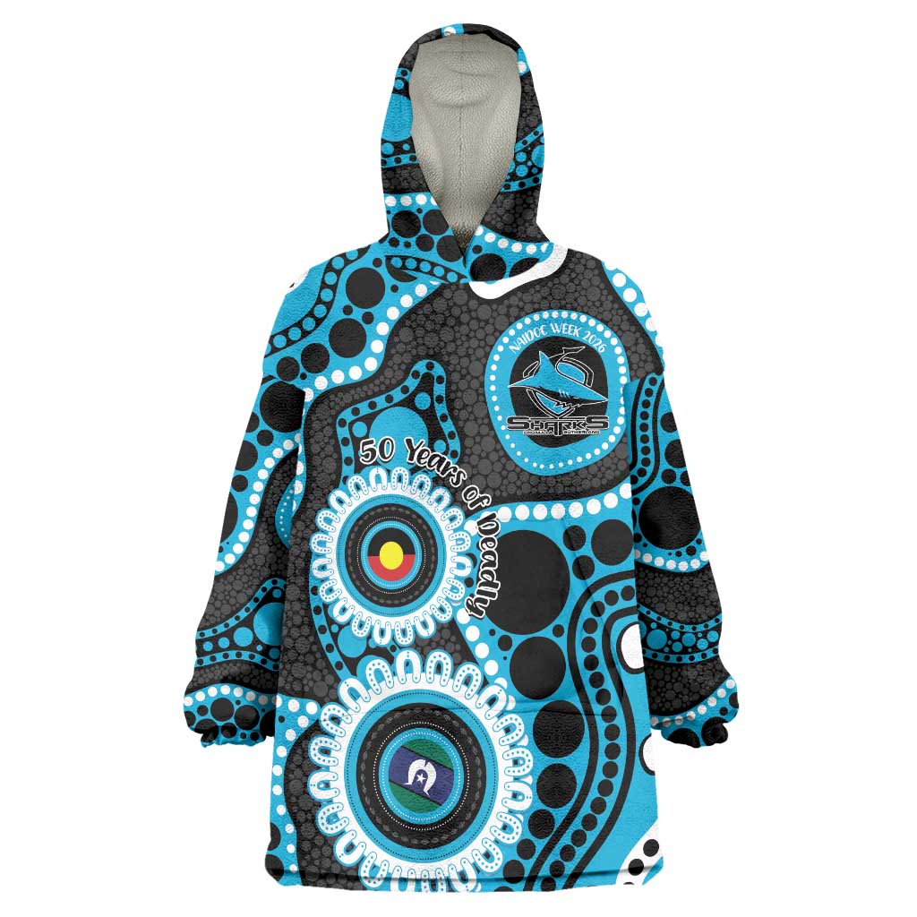 Sharks NAIDOC Week 2026 Personalised Wearable Blanket Hoodie 50 Years of Deadly Aboriginal Art
