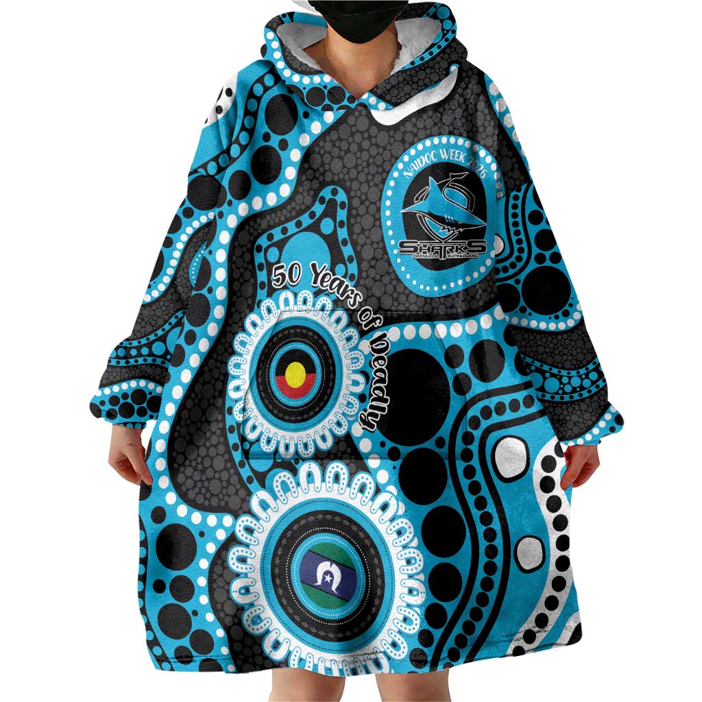 Sharks NAIDOC Week 2026 Personalised Wearable Blanket Hoodie 50 Years of Deadly Aboriginal Art