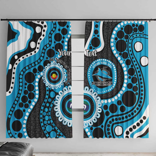 Sharks NAIDOC Week 2026 Personalised Window Curtain 50 Years of Deadly Aboriginal Art
