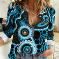 Sharks NAIDOC Week 2026 Personalised Women Casual Shirt 50 Years of Deadly Aboriginal Art