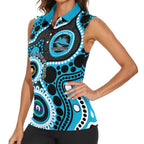 Sharks NAIDOC Week 2026 Personalised Women Sleeveless Polo Shirt 50 Years of Deadly Aboriginal Art
