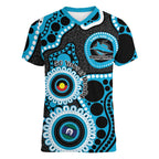Sharks NAIDOC Week 2026 Personalised Women V-Neck T-Shirt 50 Years of Deadly Aboriginal Art