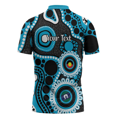 Sharks NAIDOC Week 2026 Personalised Zipper Polo Shirt 50 Years of Deadly Aboriginal Art