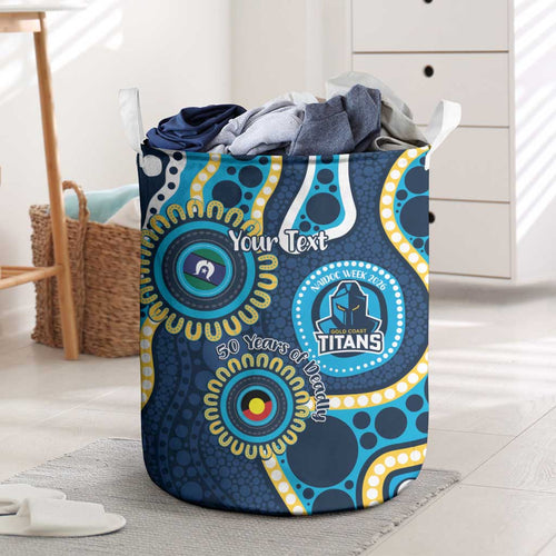 Titans NAIDOC Week 2026 Personalised Laundry Basket 50 Years of Deadly Aboriginal Art