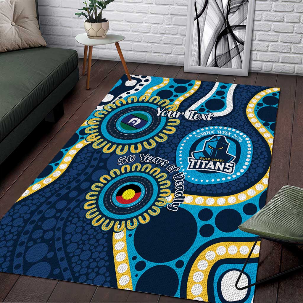 Titans NAIDOC Week 2026 Personalised Area Rug 50 Years of Deadly Aboriginal Art