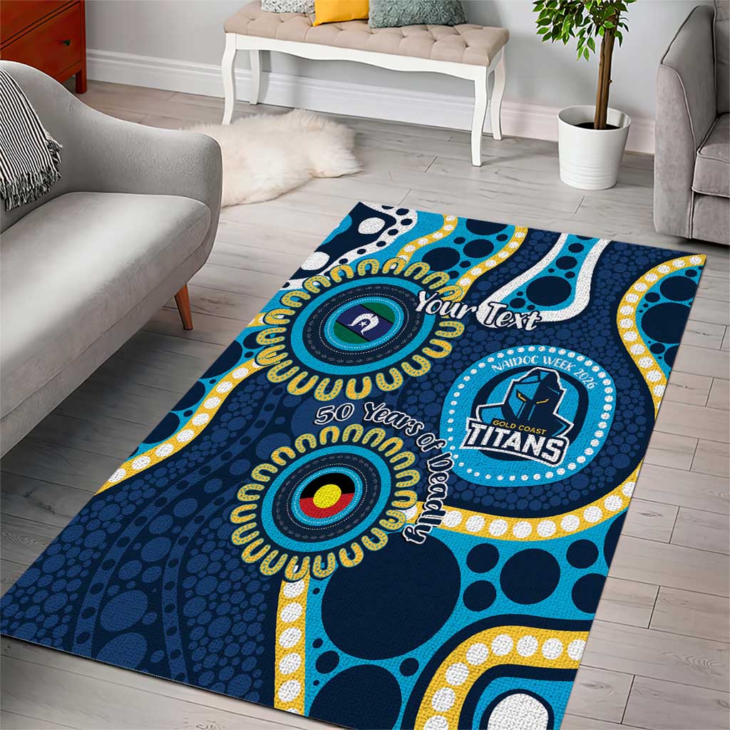 Titans NAIDOC Week 2026 Personalised Area Rug 50 Years of Deadly Aboriginal Art