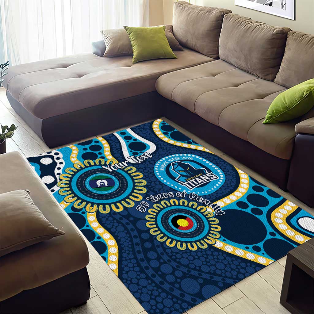 Titans NAIDOC Week 2026 Personalised Area Rug 50 Years of Deadly Aboriginal Art