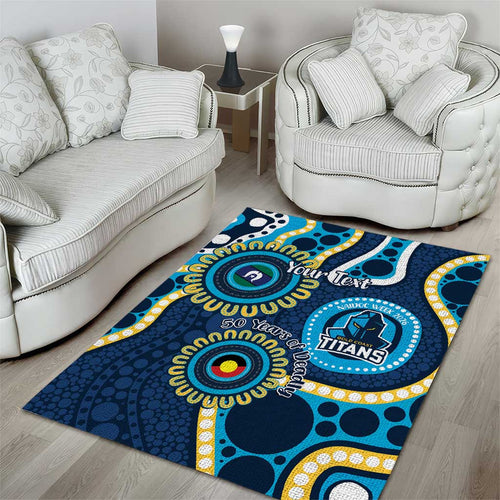 Titans NAIDOC Week 2026 Personalised Area Rug 50 Years of Deadly Aboriginal Art