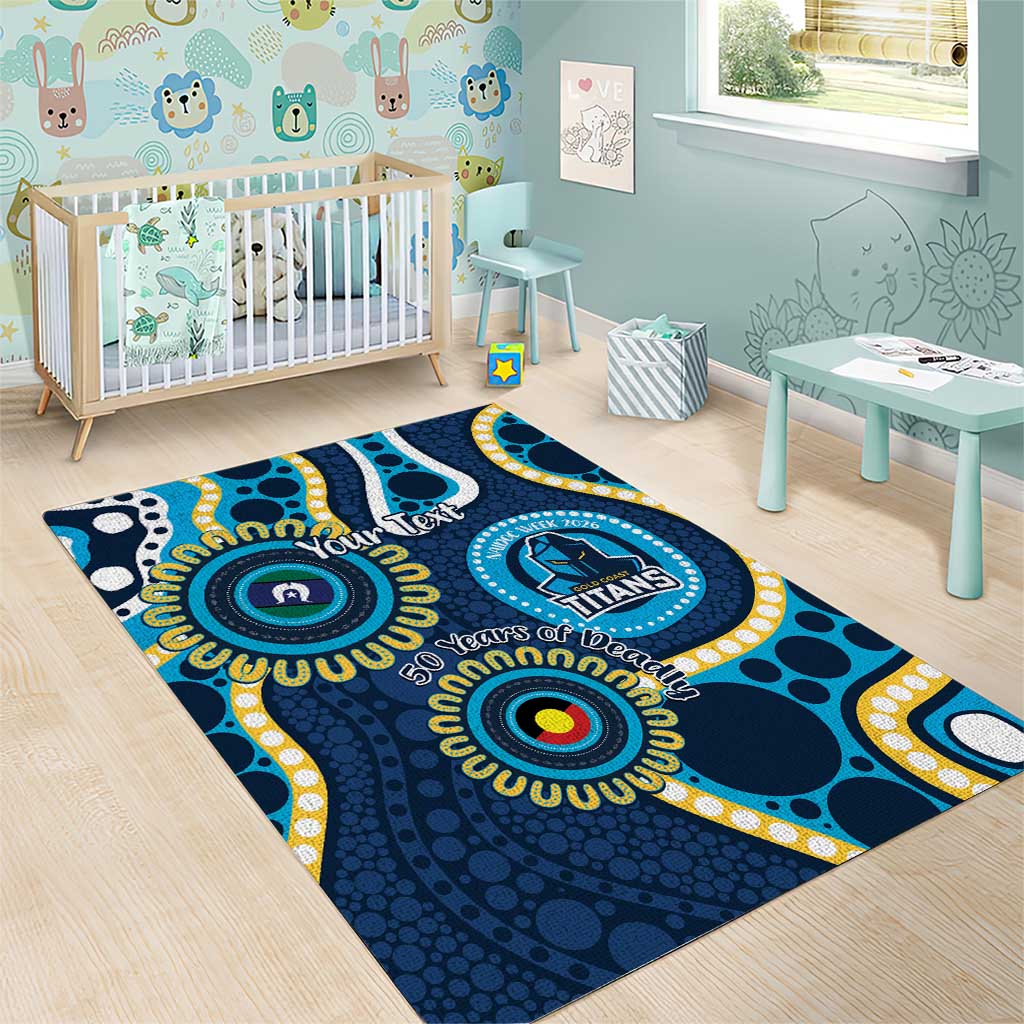 Titans NAIDOC Week 2026 Personalised Area Rug 50 Years of Deadly Aboriginal Art