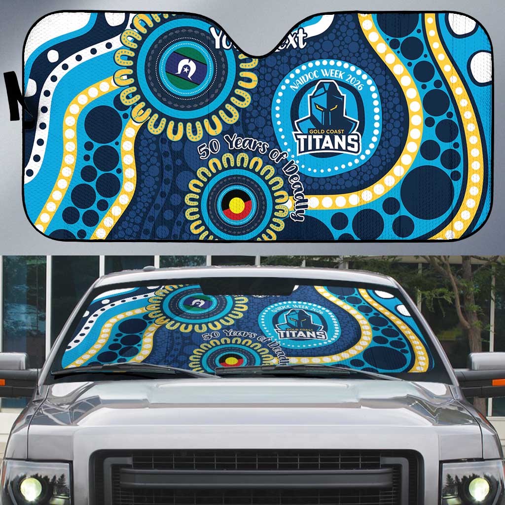 Titans NAIDOC Week 2026 Personalised Auto Sun Shade 50 Years of Deadly Aboriginal Art