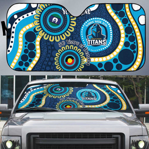 Titans NAIDOC Week 2026 Personalised Auto Sun Shade 50 Years of Deadly Aboriginal Art