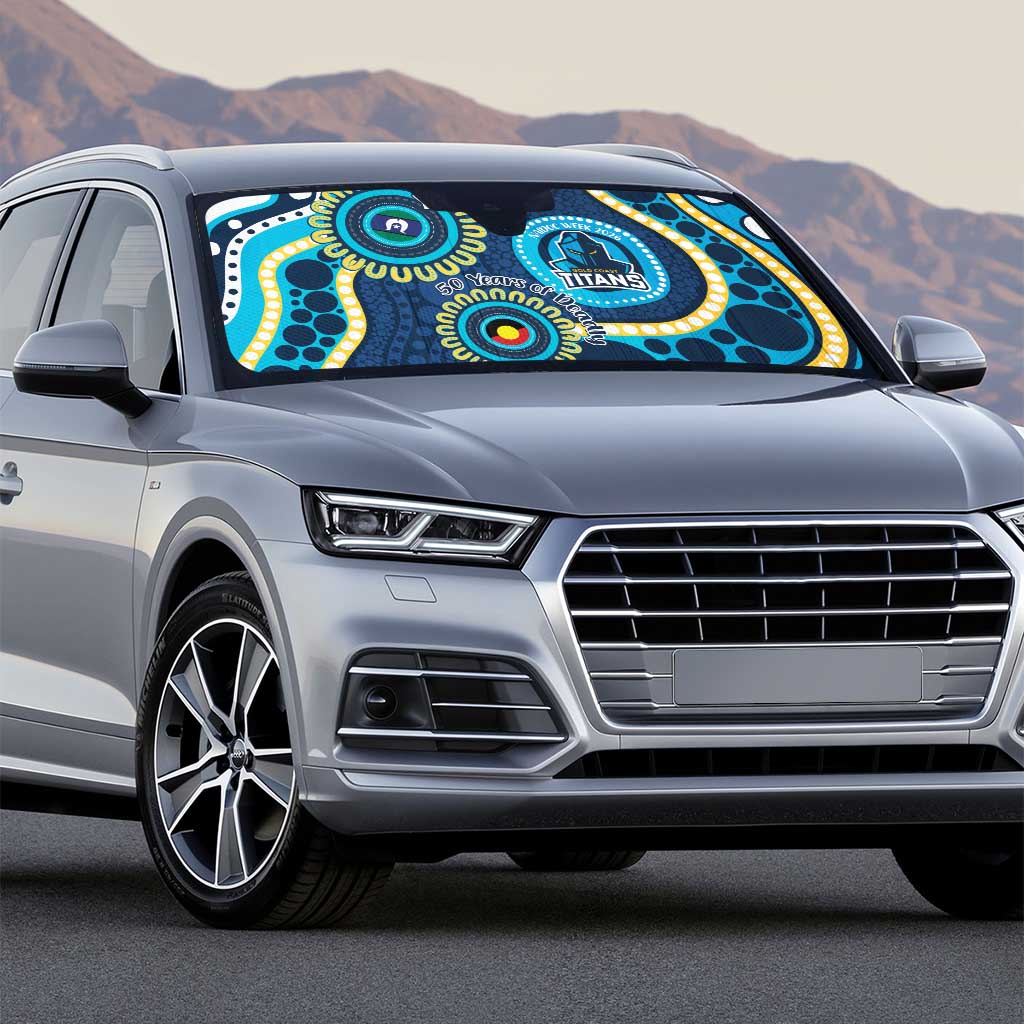 Titans NAIDOC Week 2026 Personalised Auto Sun Shade 50 Years of Deadly Aboriginal Art