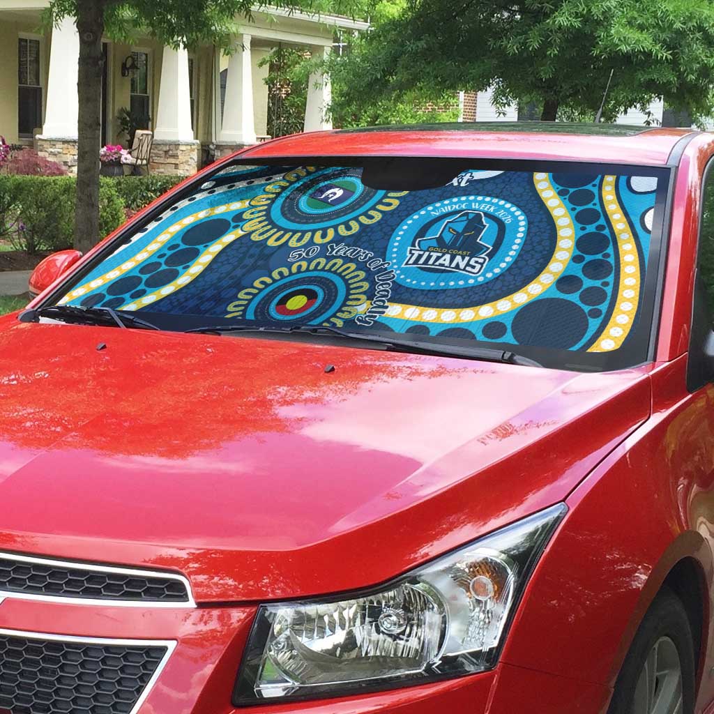 Titans NAIDOC Week 2026 Personalised Auto Sun Shade 50 Years of Deadly Aboriginal Art
