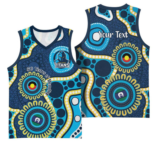 Titans NAIDOC Week 2026 Personalised Basketball Jersey 50 Years of Deadly Aboriginal Art
