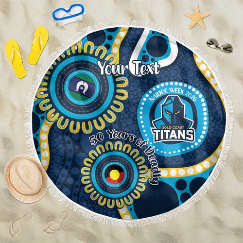 Titans NAIDOC Week 2026 Personalised Beach Blanket 50 Years of Deadly Aboriginal Art