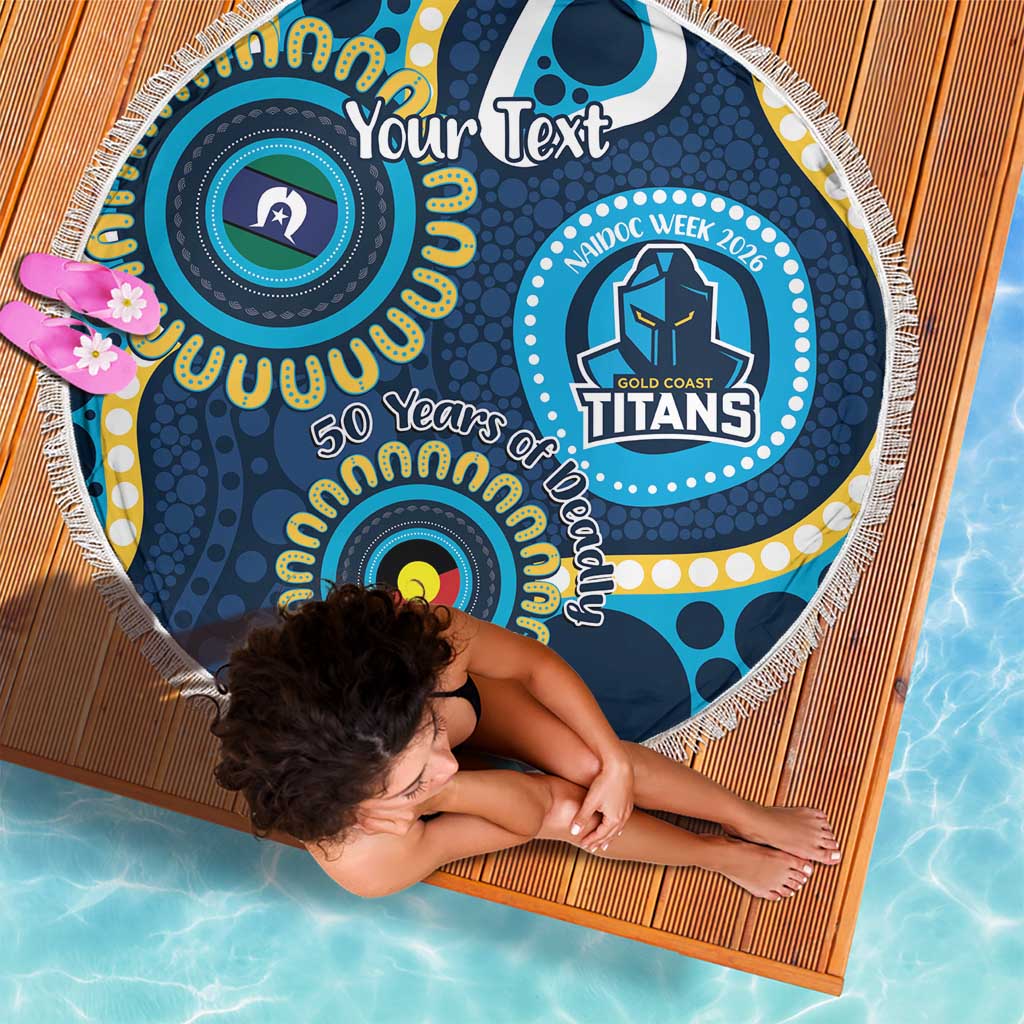 Titans NAIDOC Week 2026 Personalised Beach Blanket 50 Years of Deadly Aboriginal Art