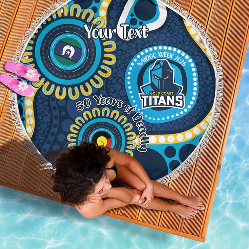 Titans NAIDOC Week 2026 Personalised Beach Blanket 50 Years of Deadly Aboriginal Art