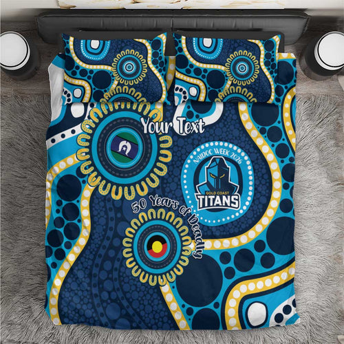 Titans NAIDOC Week 2026 Personalised Bedding Set 50 Years of Deadly Aboriginal Art