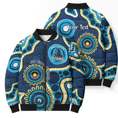 Titans NAIDOC Week 2026 Personalised Bomber Puffer Jacket 50 Years of Deadly Aboriginal Art