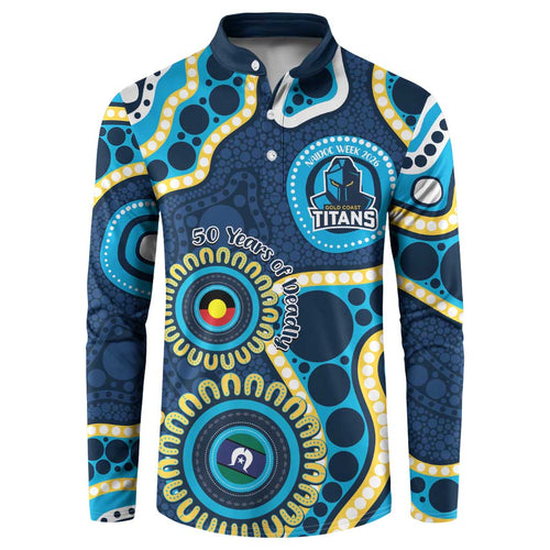 Titans NAIDOC Week 2026 Personalised Button Sweatshirt 50 Years of Deadly Aboriginal Art