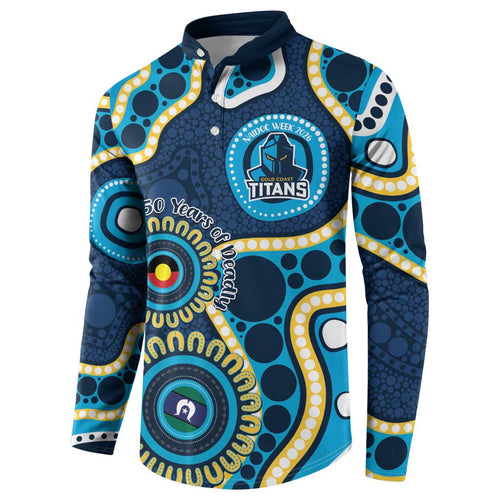 Titans NAIDOC Week 2026 Personalised Button Sweatshirt 50 Years of Deadly Aboriginal Art