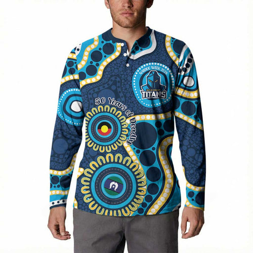 Titans NAIDOC Week 2026 Personalised Button Sweatshirt 50 Years of Deadly Aboriginal Art
