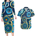 Titans NAIDOC Week 2026 Personalised Couples Matching Long Sleeve Bodycon Dress and Hawaiian Shirt 50 Years of Deadly Aboriginal Art