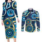 Titans NAIDOC Week 2026 Personalised Couples Matching Long Sleeve Bodycon Dress and Long Sleeve Button Shirt 50 Years of Deadly Aboriginal Art
