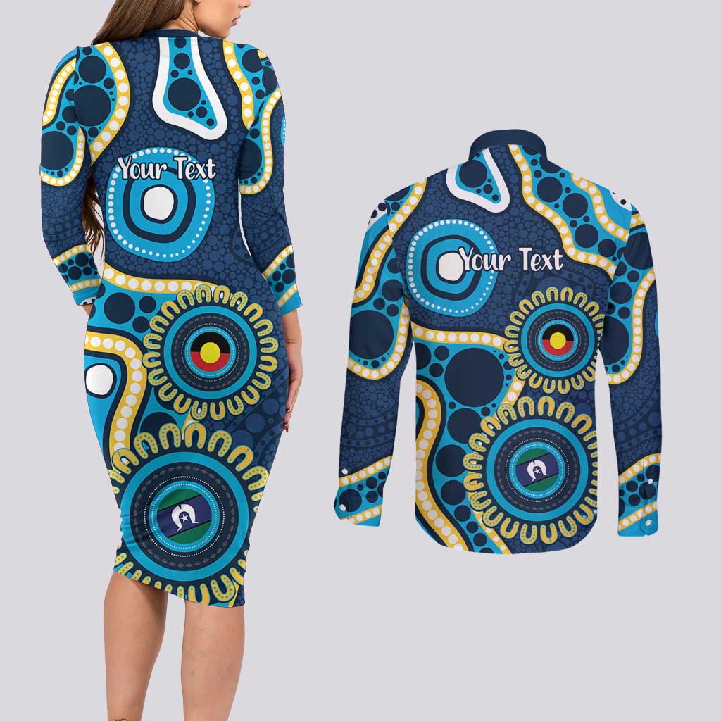 Titans NAIDOC Week 2026 Personalised Couples Matching Long Sleeve Bodycon Dress and Long Sleeve Button Shirt 50 Years of Deadly Aboriginal Art
