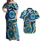 Titans NAIDOC Week 2026 Personalised Couples Matching Off Shoulder Maxi Dress and Hawaiian Shirt 50 Years of Deadly Aboriginal Art