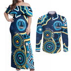 Titans NAIDOC Week 2026 Personalised Couples Matching Off Shoulder Maxi Dress and Long Sleeve Button Shirt 50 Years of Deadly Aboriginal Art