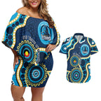 Titans NAIDOC Week 2026 Personalised Couples Matching Off Shoulder Short Dress and Hawaiian Shirt 50 Years of Deadly Aboriginal Art