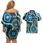 Titans NAIDOC Week 2026 Personalised Couples Matching Off Shoulder Short Dress and Hawaiian Shirt 50 Years of Deadly Aboriginal Art