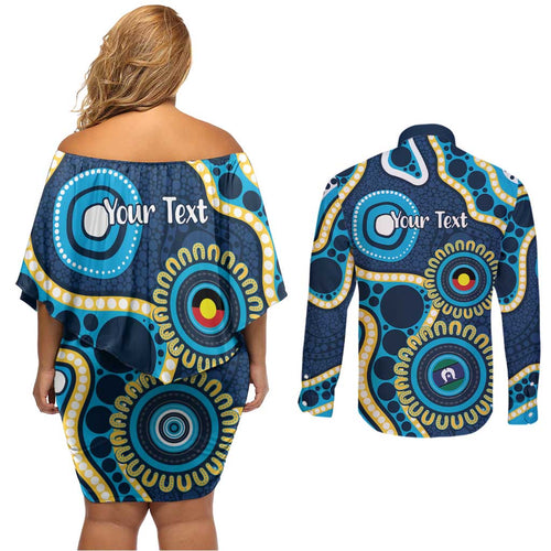 Titans NAIDOC Week 2026 Personalised Couples Matching Off Shoulder Short Dress and Long Sleeve Button Shirt 50 Years of Deadly Aboriginal Art