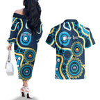 Titans NAIDOC Week 2026 Personalised Couples Matching Off The Shoulder Long Sleeve Dress and Hawaiian Shirt 50 Years of Deadly Aboriginal Art