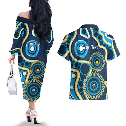 Titans NAIDOC Week 2026 Personalised Couples Matching Off The Shoulder Long Sleeve Dress and Hawaiian Shirt 50 Years of Deadly Aboriginal Art