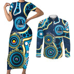 Titans NAIDOC Week 2026 Personalised Couples Matching Short Sleeve Bodycon Dress and Long Sleeve Button Shirt 50 Years of Deadly Aboriginal Art