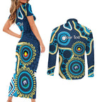 Titans NAIDOC Week 2026 Personalised Couples Matching Short Sleeve Bodycon Dress and Long Sleeve Button Shirt 50 Years of Deadly Aboriginal Art