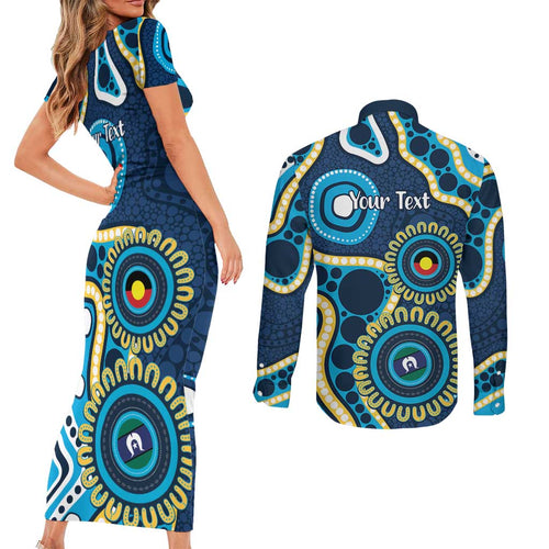 Titans NAIDOC Week 2026 Personalised Couples Matching Short Sleeve Bodycon Dress and Long Sleeve Button Shirt 50 Years of Deadly Aboriginal Art