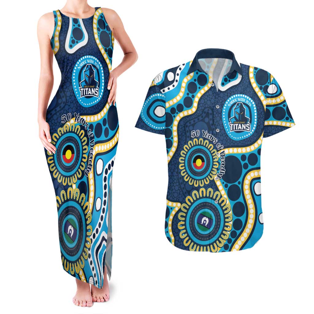 Titans NAIDOC Week 2026 Personalised Couples Matching Tank Maxi Dress and Hawaiian Shirt 50 Years of Deadly Aboriginal Art