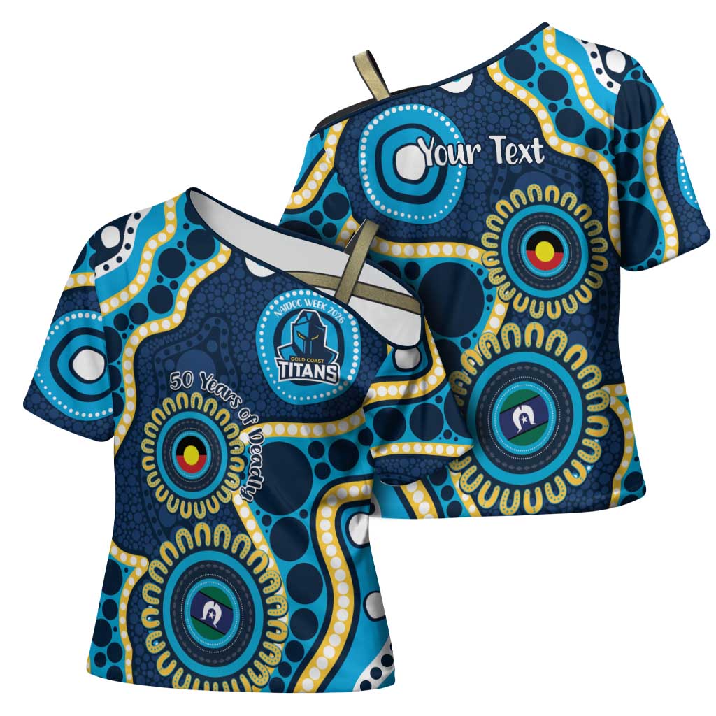 Titans NAIDOC Week 2026 Personalised Cross Shoulder Shirt 50 Years of Deadly Aboriginal Art