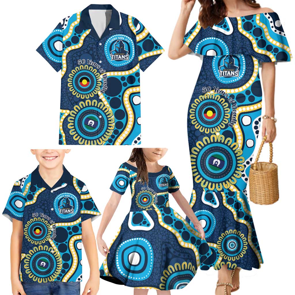 Titans NAIDOC Week 2026 Personalised Family Matching Mermaid Dress and Hawaiian Shirt 50 Years of Deadly Aboriginal Art